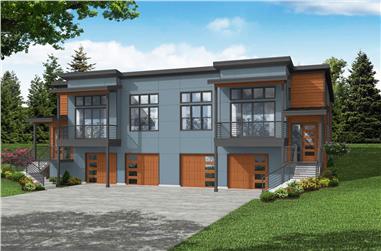 6-Bedroom, 3082 Sq Ft Contemporary Duplex House Plan - 108-2064 - Front Exterior