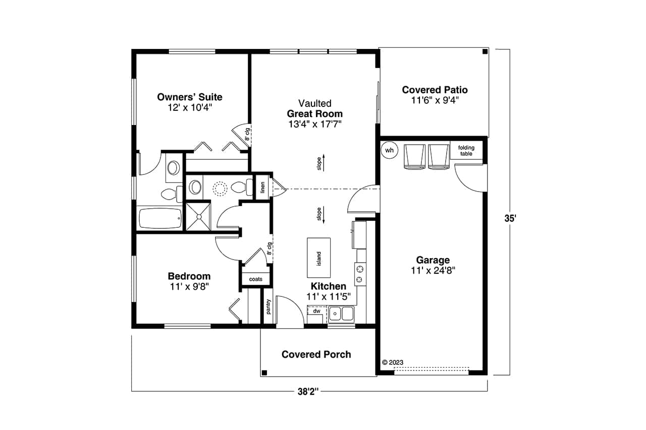 Main Level of Cottage Plan #108-2088