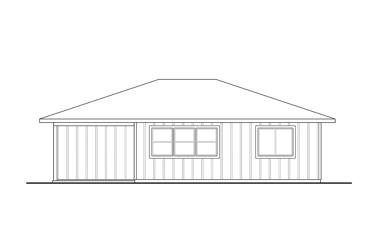 Home Plan Rear Elevation of this 2-Bedroom,800 Sq Ft Plan -108-2088