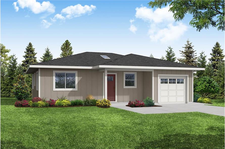 Front elevation of Small Ranch Home (ThePlanCollection: House Plan #108-2088)
