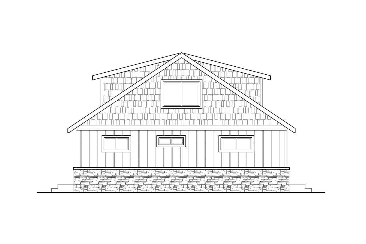 Home Plan Rear Elevation of this 2-Bedroom,1360 Sq Ft Plan -108-2089