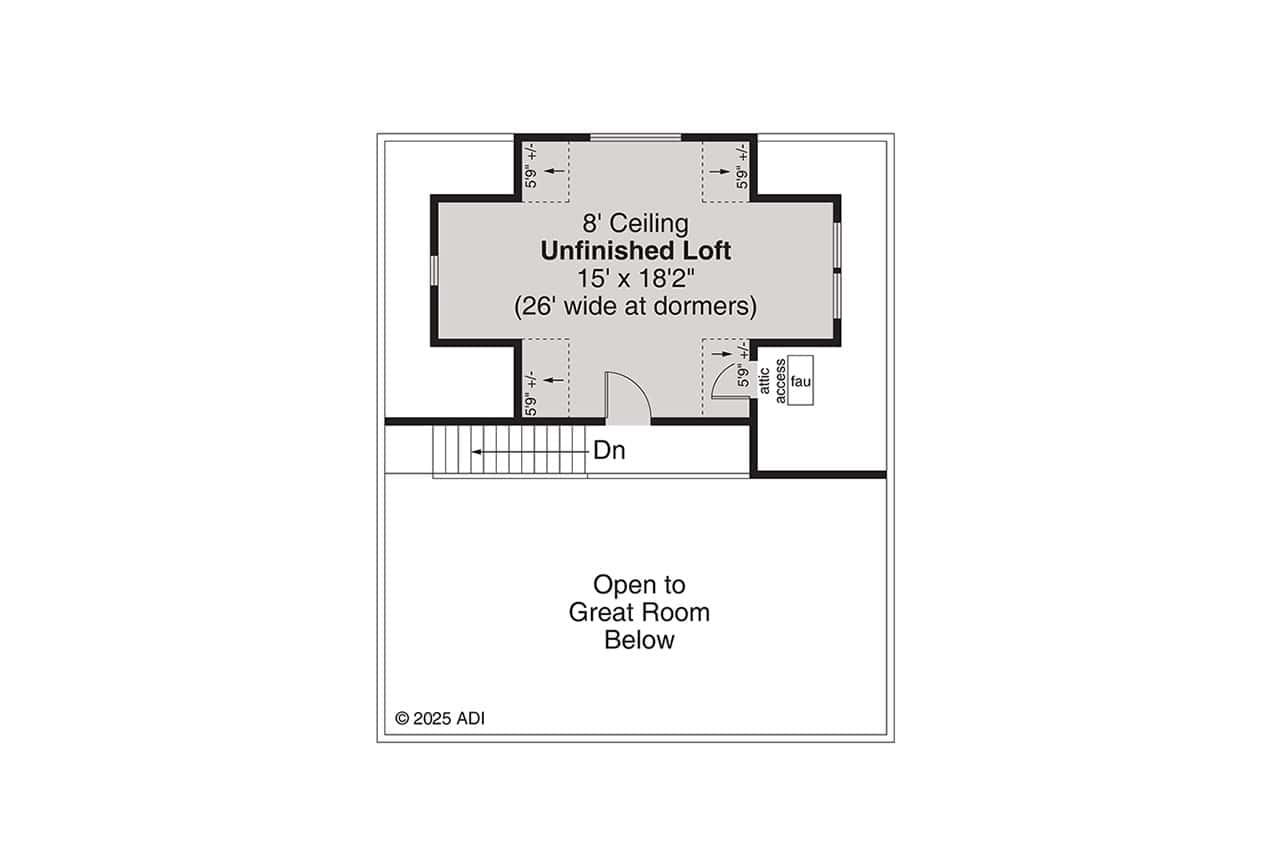 Bonus Room of Cottage Plan #108-2089