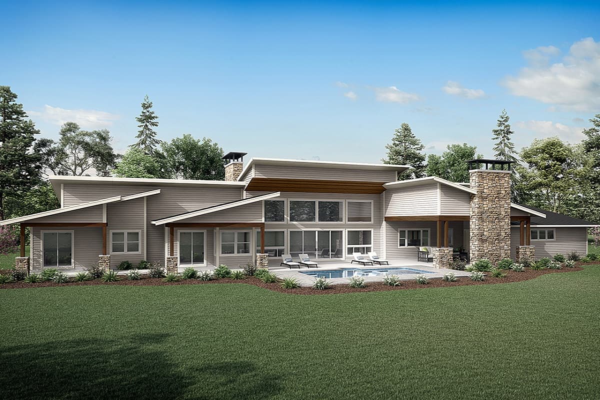 Rear View of this 3-Bedroom,4606 Sq Ft Plan -108-2090