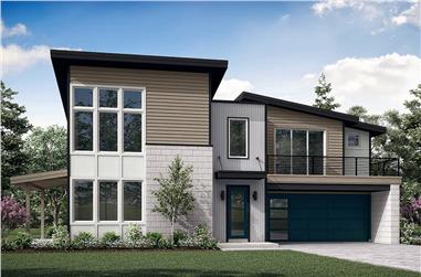 3-Bedroom, 2345 Sq Ft Contemporary House Plan - 108-2096 - Front Exterior