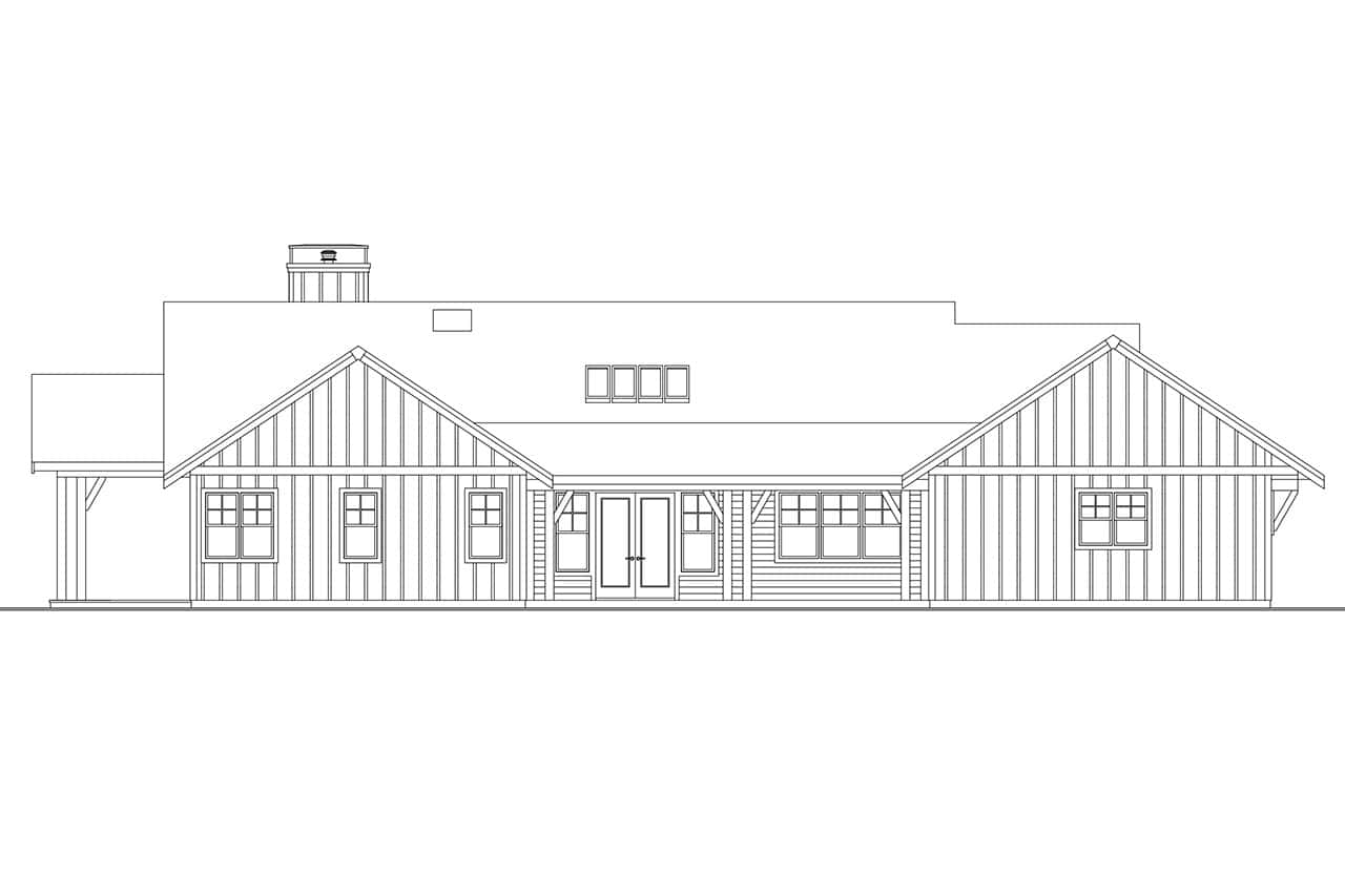 Home Plan Rear Elevation of this 2-Bedroom,2808 Sq Ft Plan -108-2104