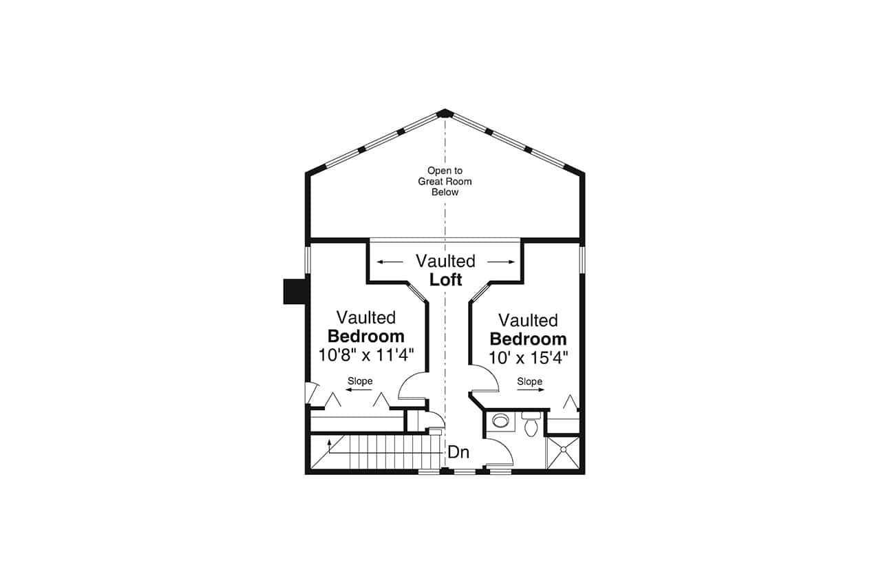 Upper Level of Craftsman Plan #108-2114