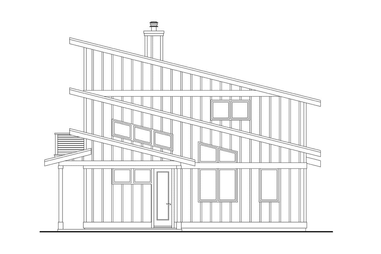 Home Plan Rear Elevation of this 2-Bedroom,1199 Sq Ft Plan -108-2117