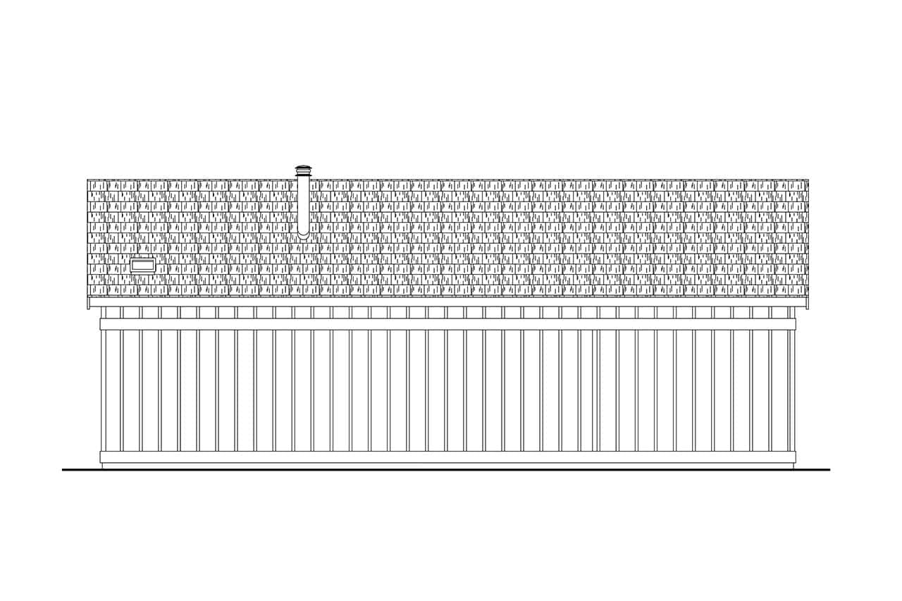 Home Plan Rear Elevation of this 2-Bedroom,1199 Sq Ft Plan -108-2117
