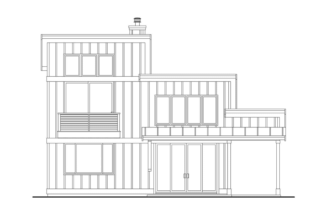 Home Plan Right Elevation of this 2-Bedroom,1199 Sq Ft Plan -108-2117