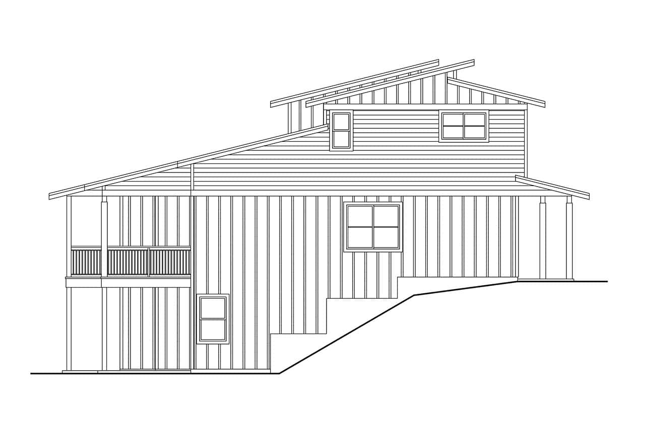 Home Plan Left Elevation of this 6-Bedroom,3628 Sq Ft Plan -108-2124
