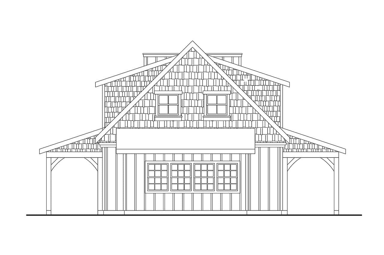 Home Plan Rear Elevation of this 0-Bedroom,1 Sq Ft Plan -108-2134