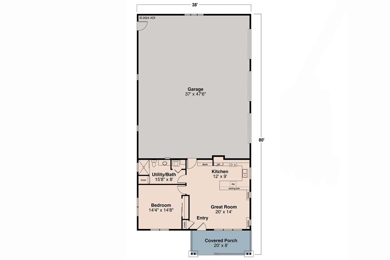Main Level of Garage w/Apartments Plan #108-2135