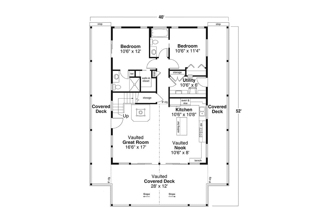 Main Level of A Frame Plan #108-2140