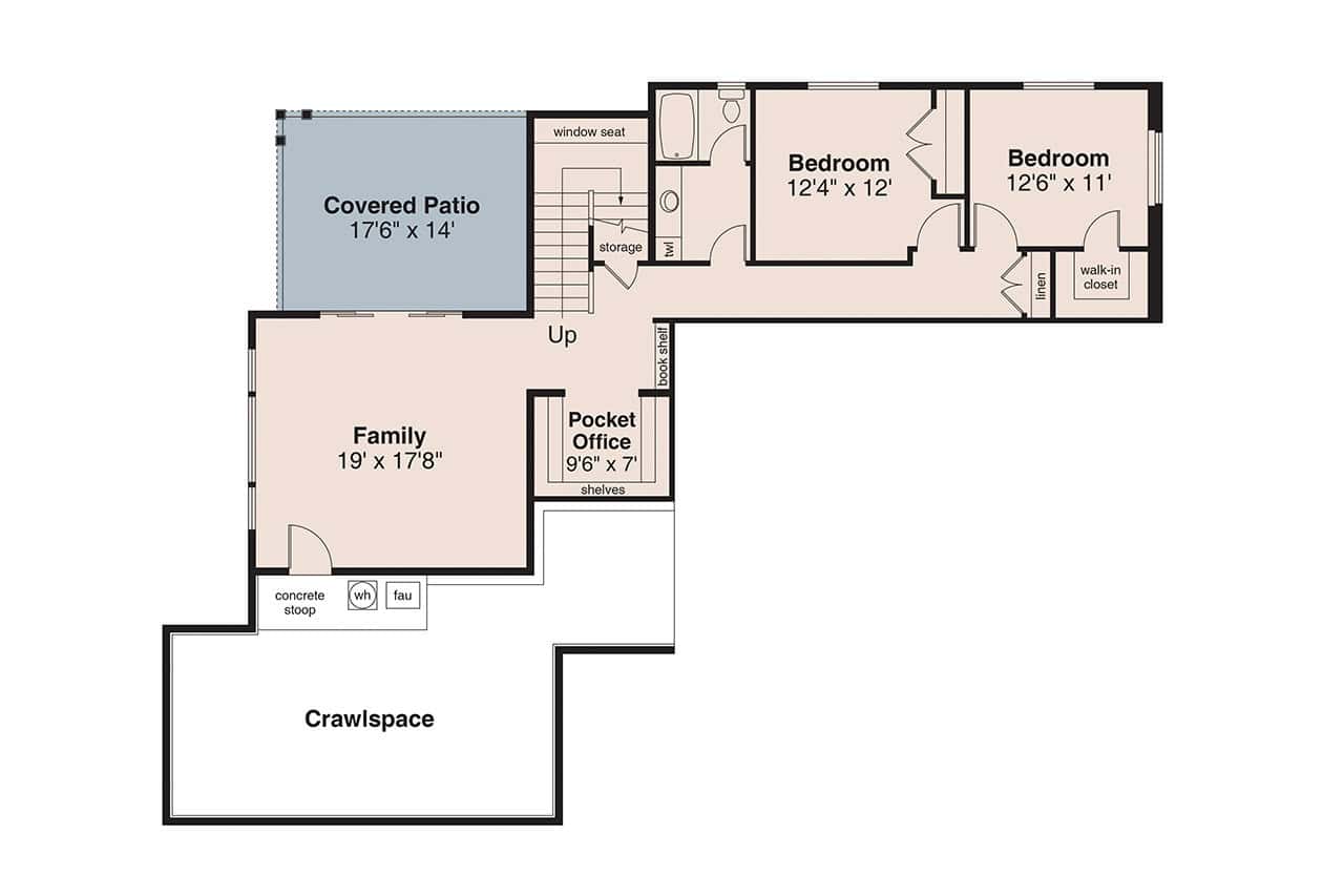 Basement of Mid-Century Modern Plan #108-2141