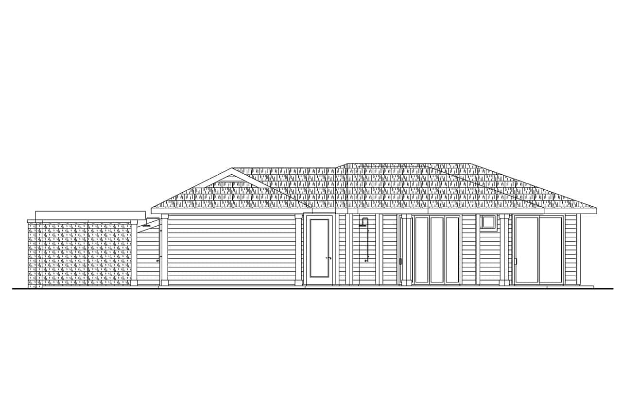 Home Plan Left Elevation of this 1-Bedroom,832 Sq Ft Plan -108-2145