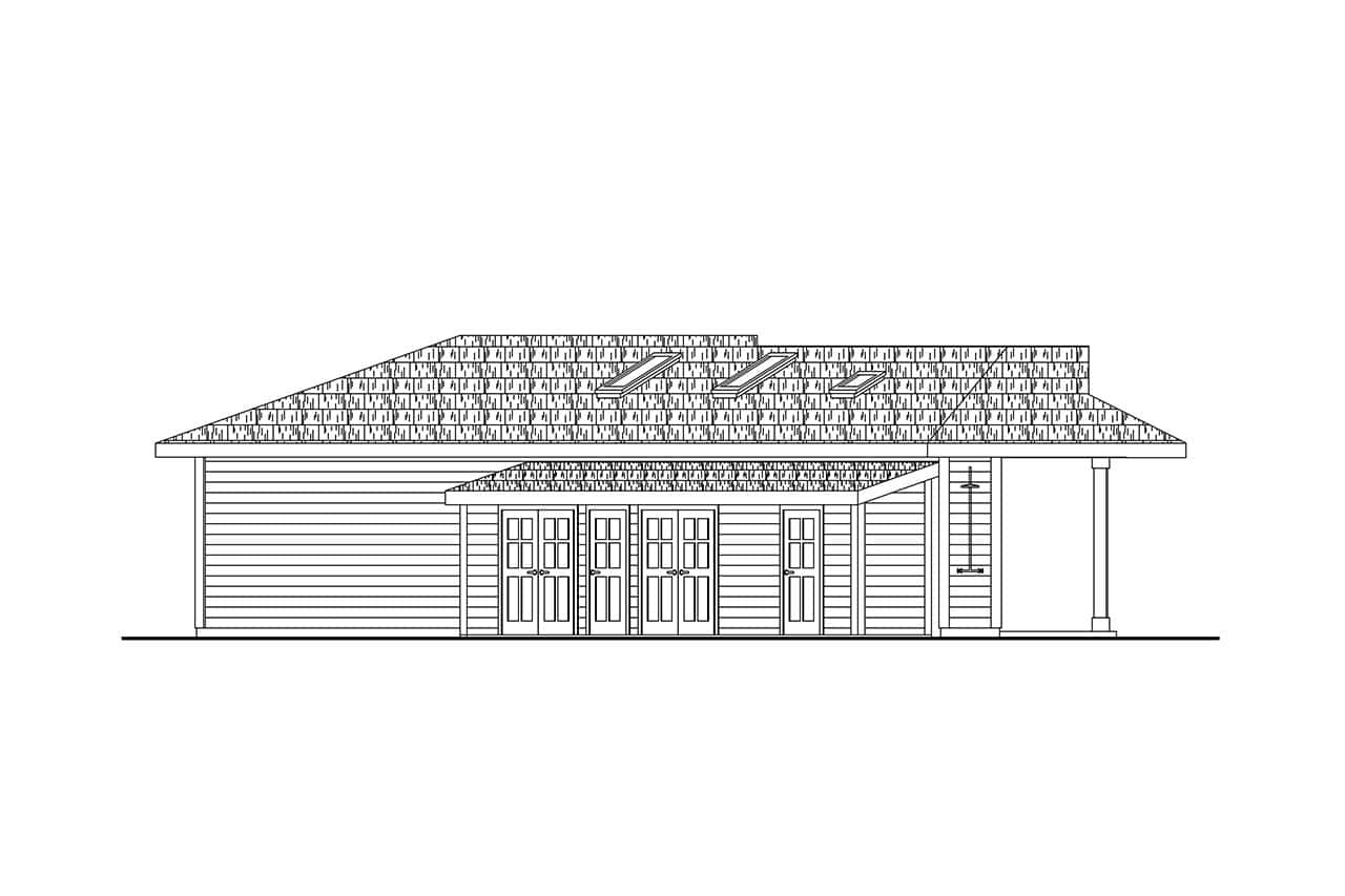 Home Plan Left Elevation of this 1-Bedroom,832 Sq Ft Plan -108-2145
