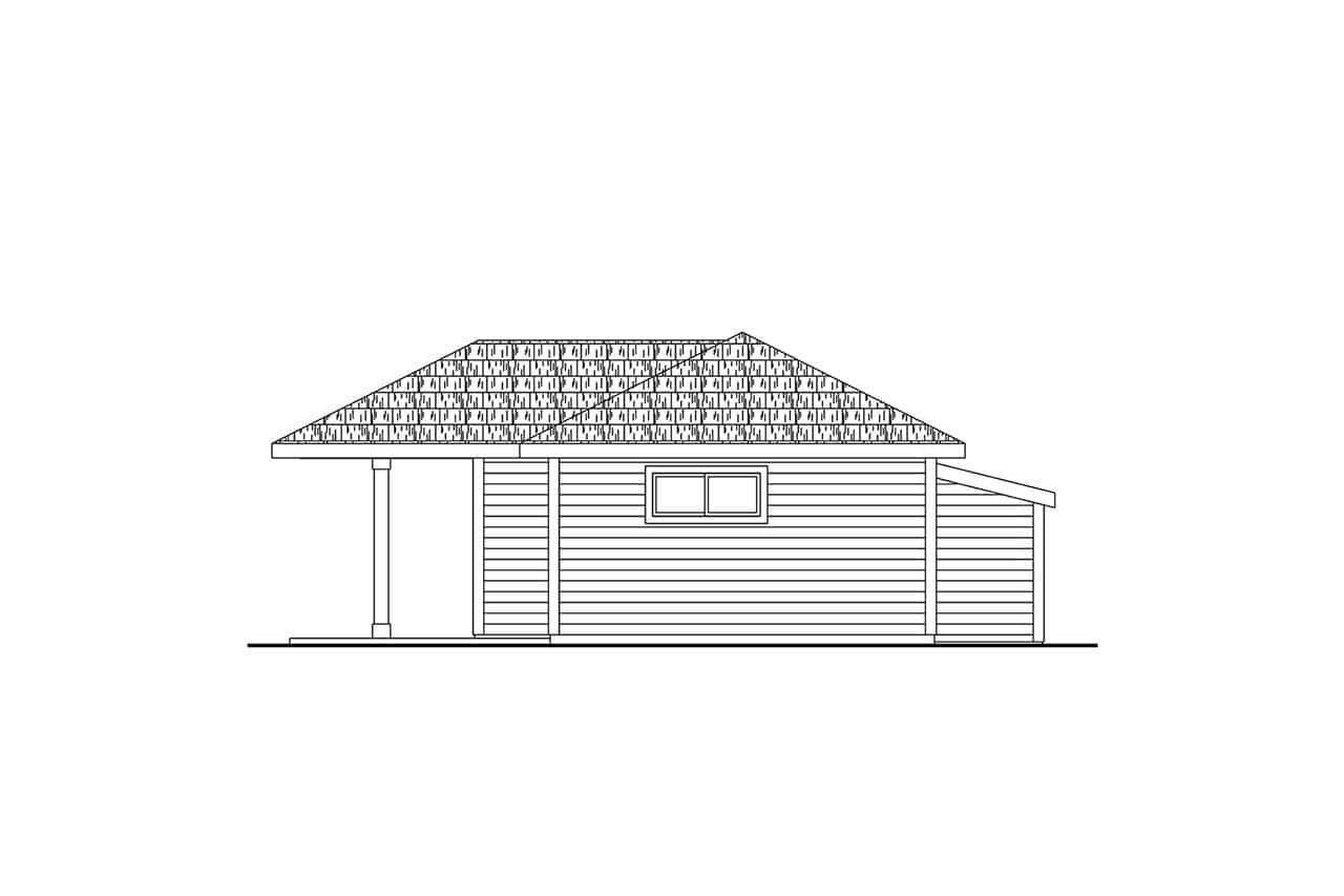 Home Plan Right Elevation of this 1-Bedroom,832 Sq Ft Plan -108-2145