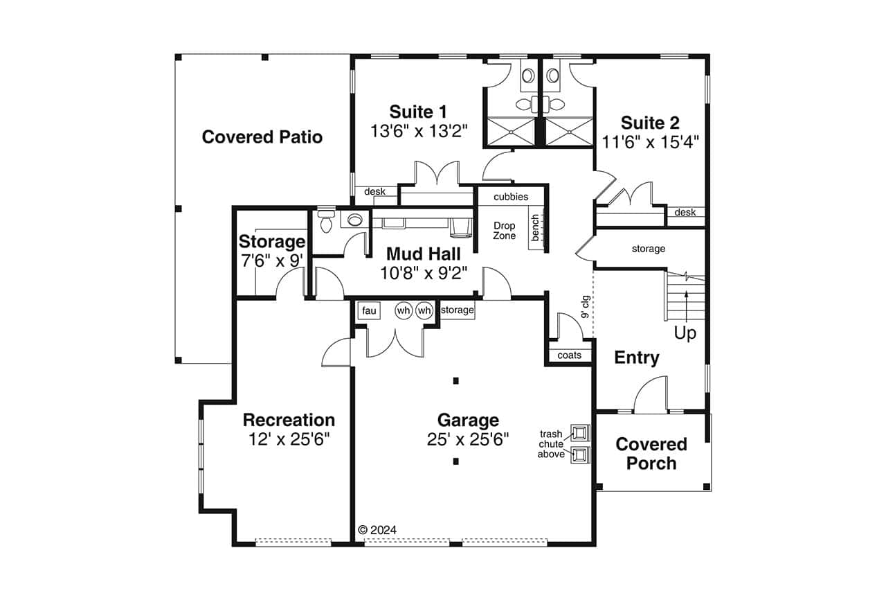 Main Level of Craftsman Plan #108-2147
