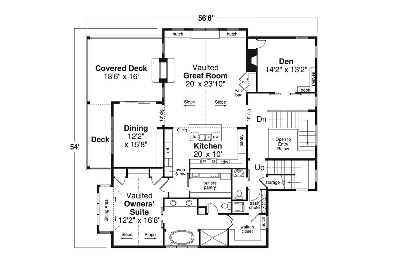 Upper Level of Craftsman Plan #108-2147