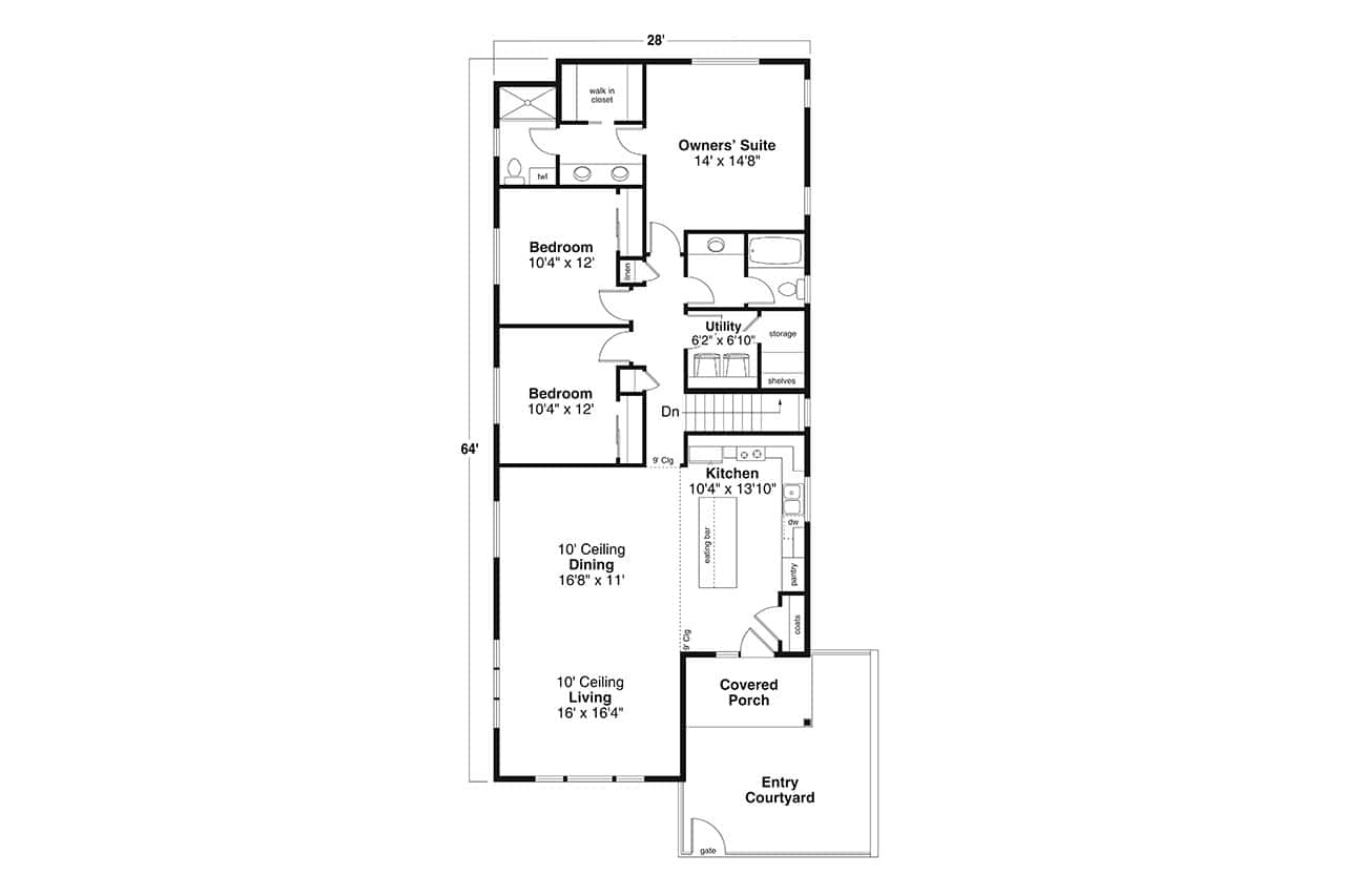 Main Level of Craftsman Plan #108-2152