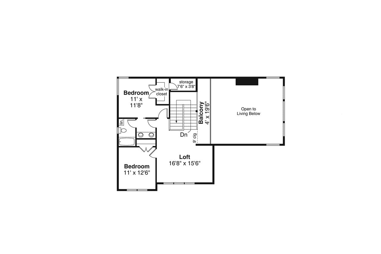 Upper Level of Craftsman Plan #108-2153
