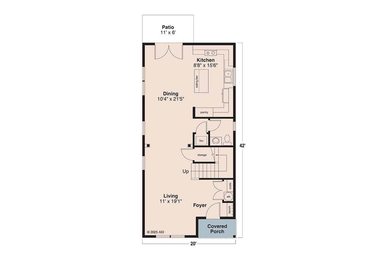 Main Level of Craftsman Plan #108-2154