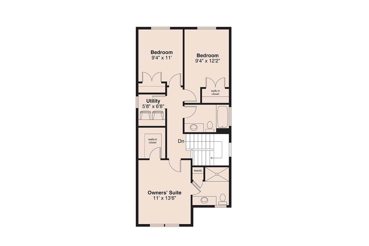 Upper Level of Craftsman Plan #108-2154