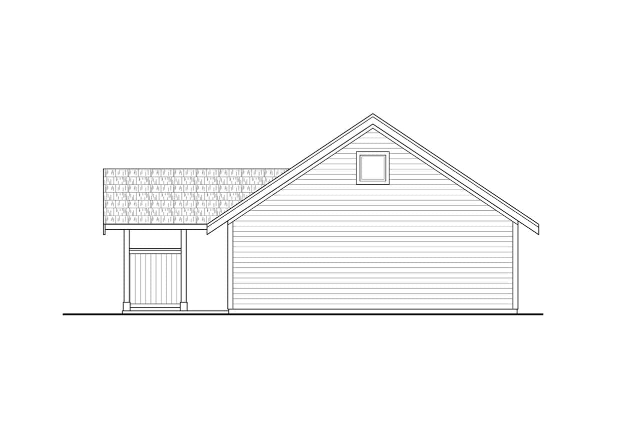 Home Plan Garage Rear Elevation of this 3-Bedroom,1305 Sq Ft Plan -108-2155
