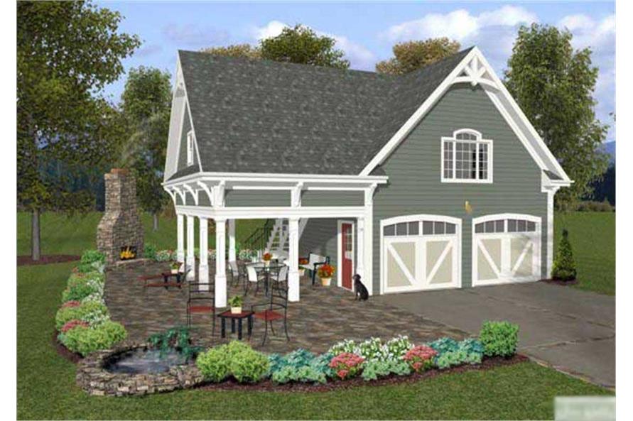 This is a front elevation of these Garage Plans.