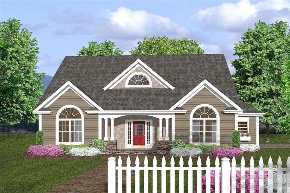 Front elevation of Traditional home (ThePlanCollection: House Plan #109-1005)