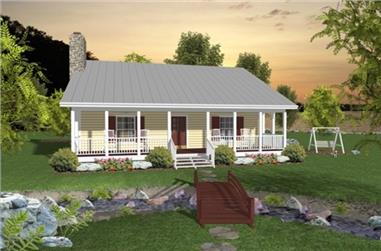 2-Bedroom, 953 Sq Ft Small Ranch Home Plan - 109-1010 - Main Exterior
