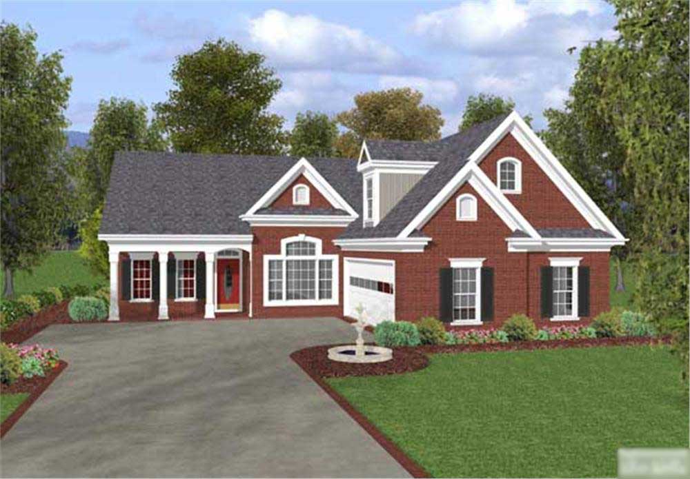 This is a computer-generated rendering of these Country House Plans.