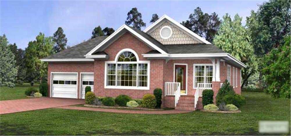 Front elevation of Bungalow home (ThePlanCollection: House Plan #109-1026)