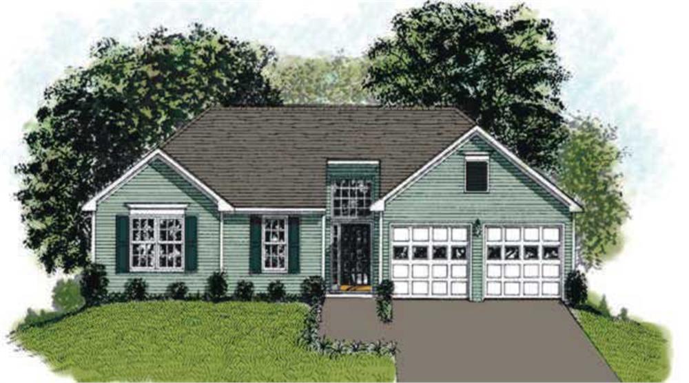 This image is the front elevation of these European Ranch Homeplans.