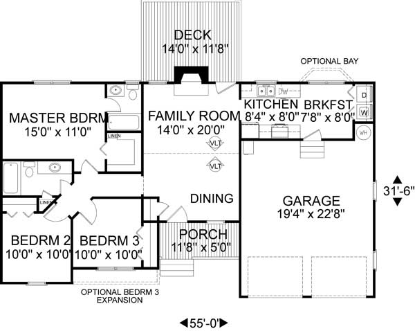Floor Plan First Story of Country Plan #109-1032