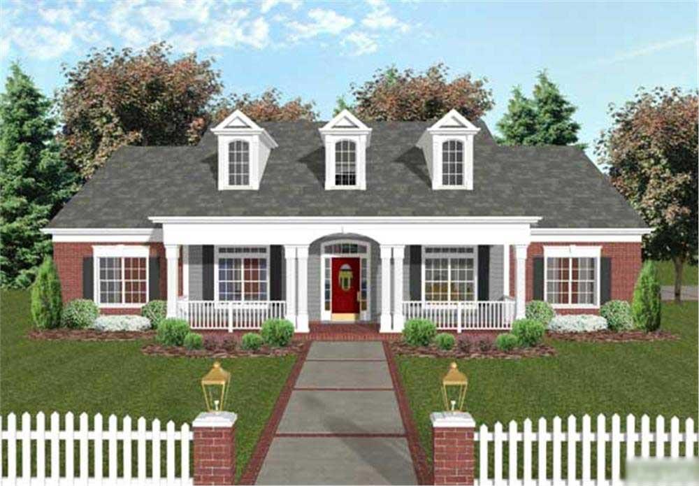 This is a very traditional front rendering of these home plans.