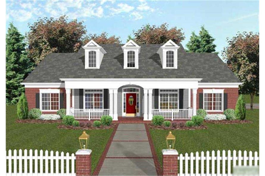 This is a very traditional front rendering of these home plans.