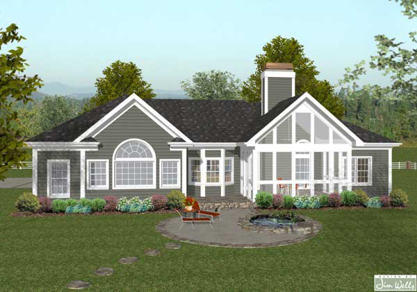 Home Plan Rear Elevation of this 3-Bedroom,1992 Sq Ft Plan -109-1037