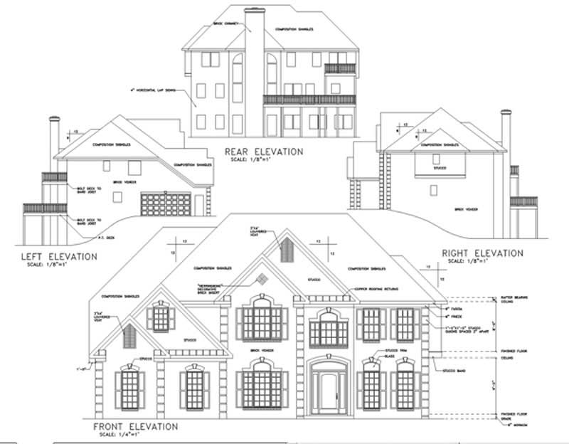 Home Plan Rear Elevation of this 4-Bedroom,3023 Sq Ft Plan -109-1041