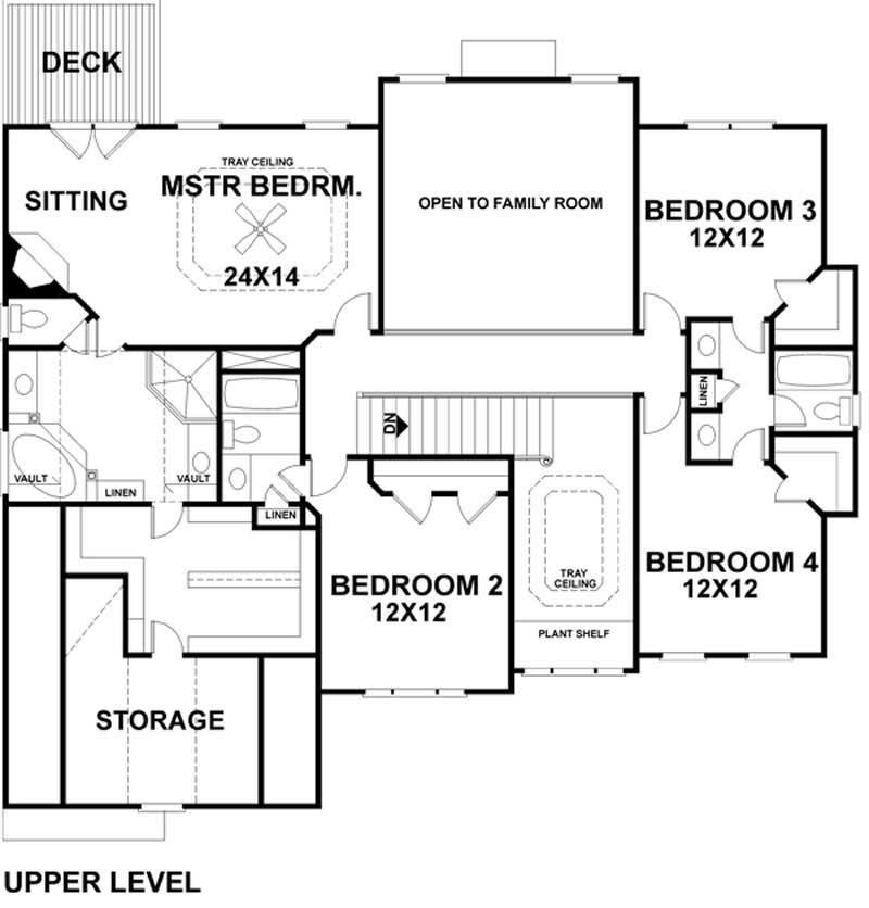 Floor Plan Second Story of European Plan #109-1041