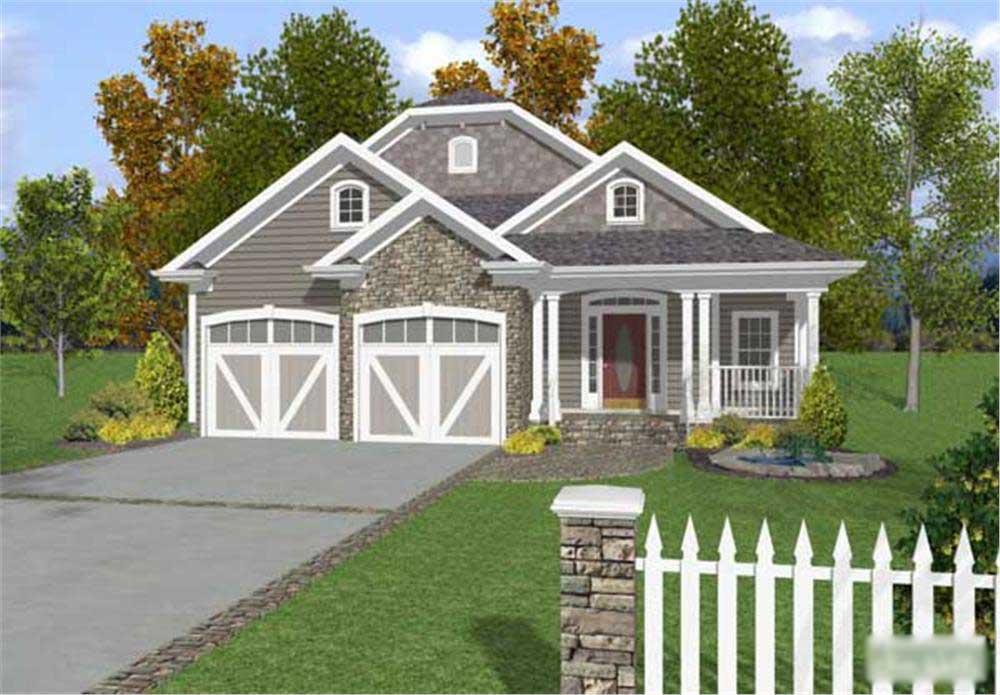 This is a colored computer rendering of these Craftsman House Plans.