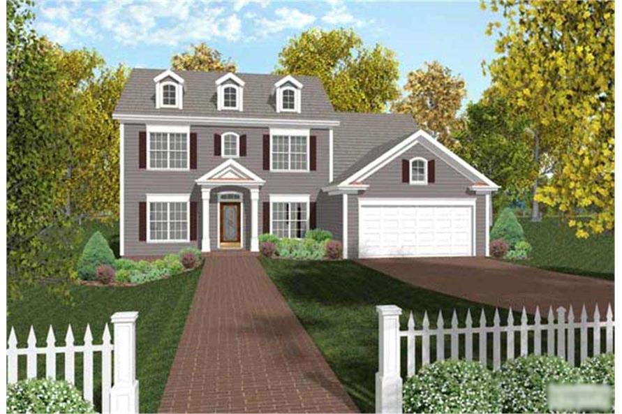4-Bedroom, 2097 Sq Ft Colonial Home Plan - 109-1057 - Main Exterior