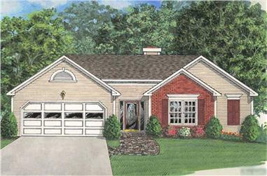 3-Bedroom, 1296 Sq Ft Small House Plans - 109-1063 - Front Exterior