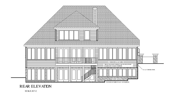 Home Plan Rear Elevation of this 4-Bedroom,3012 Sq Ft Plan -109-1067