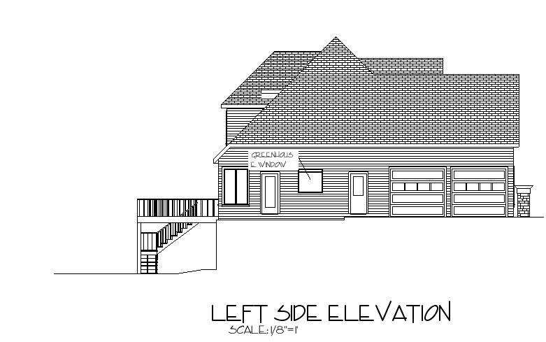 Home Plan Left Elevation of this 4-Bedroom,3012 Sq Ft Plan -109-1067