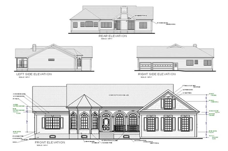 Home Plan Rear Elevation of this 3-Bedroom,1982 Sq Ft Plan -109-1082