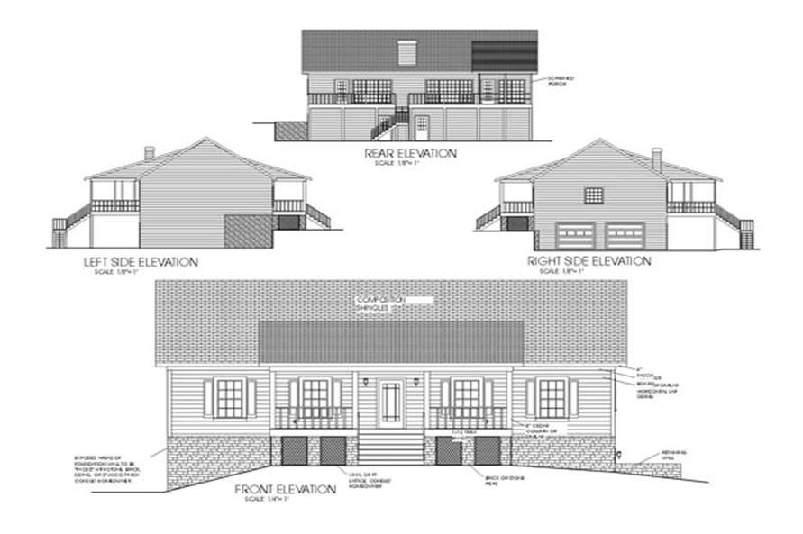 Home Plan Rear Elevation of this 3-Bedroom,1728 Sq Ft Plan -109-1088