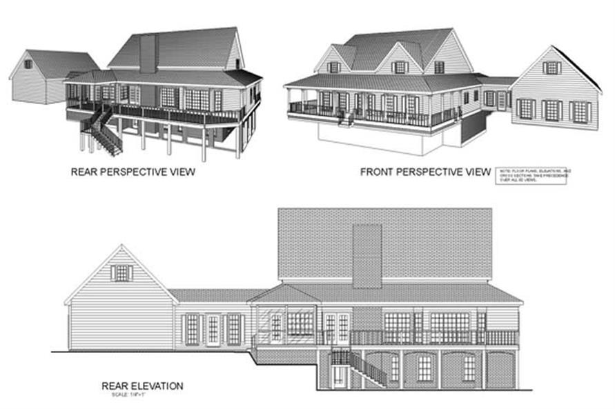 Home Plan Rear Elevation of this 4-Bedroom,2972 Sq Ft Plan -109-1093
