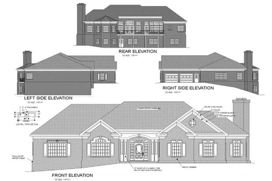 Home Plan Rear Elevation of this 3-Bedroom,2564 Sq Ft Plan -109-1101