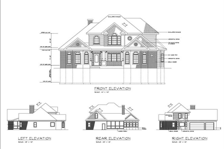 Home Plan Rear Elevation of this 4-Bedroom,2470 Sq Ft Plan -109-1108
